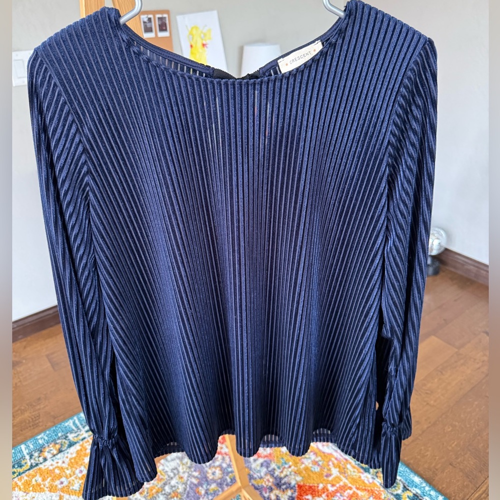 Crescent Midnight Blue Pleated Blouse